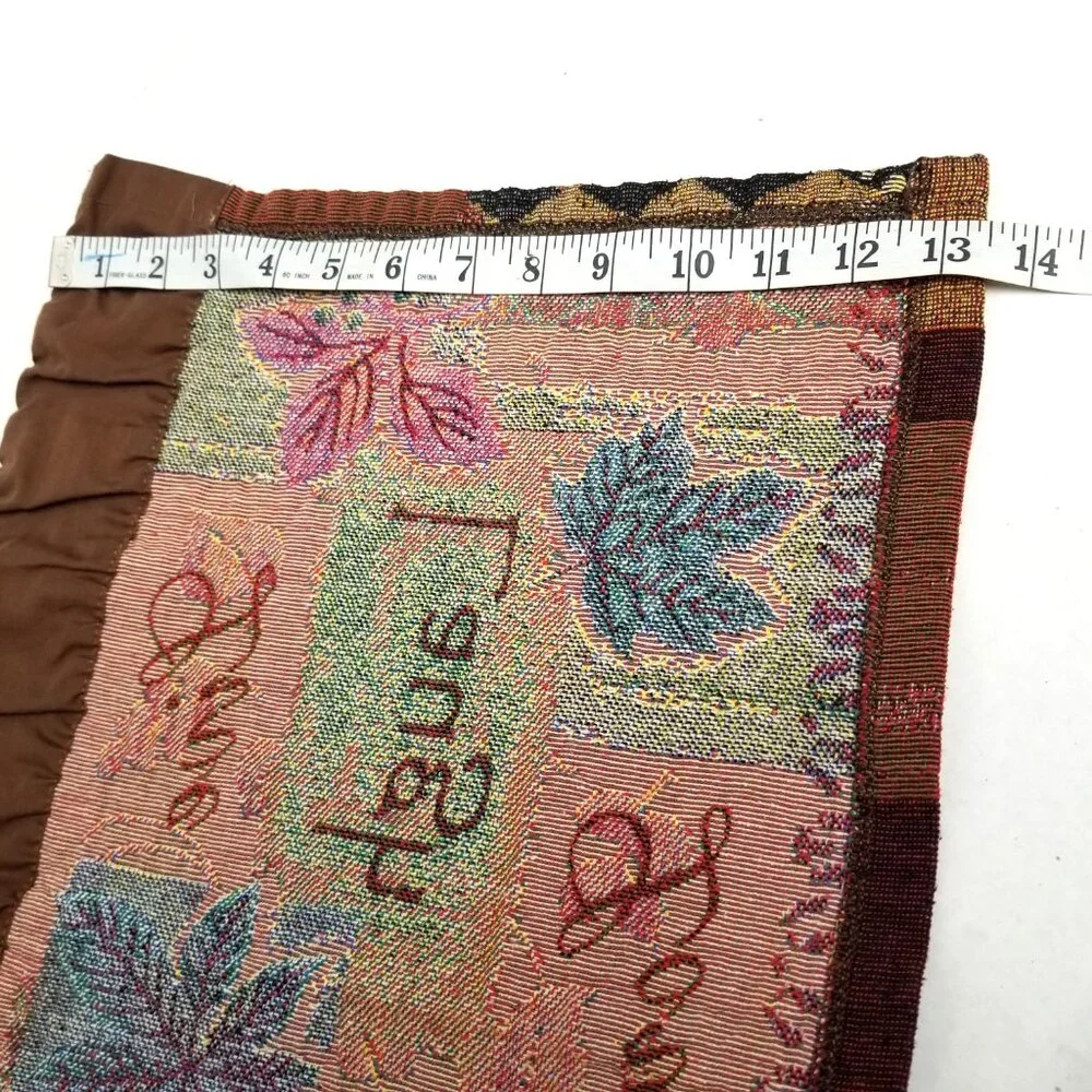 Live Laugh Love Valance Set of 3 Burgundy Brown Leaves Tapestry Curtains